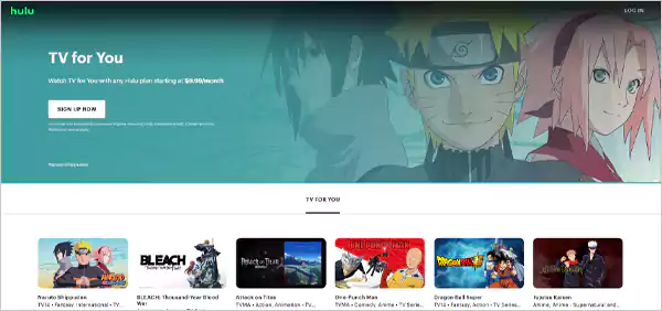 Hulu TV anime streaming platform