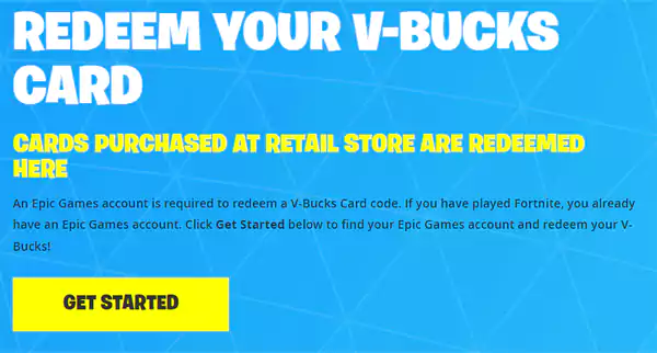 Redeem V Bucks card