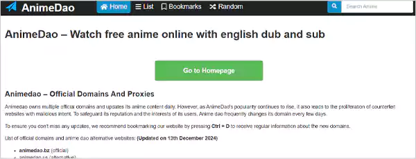 Animedao site